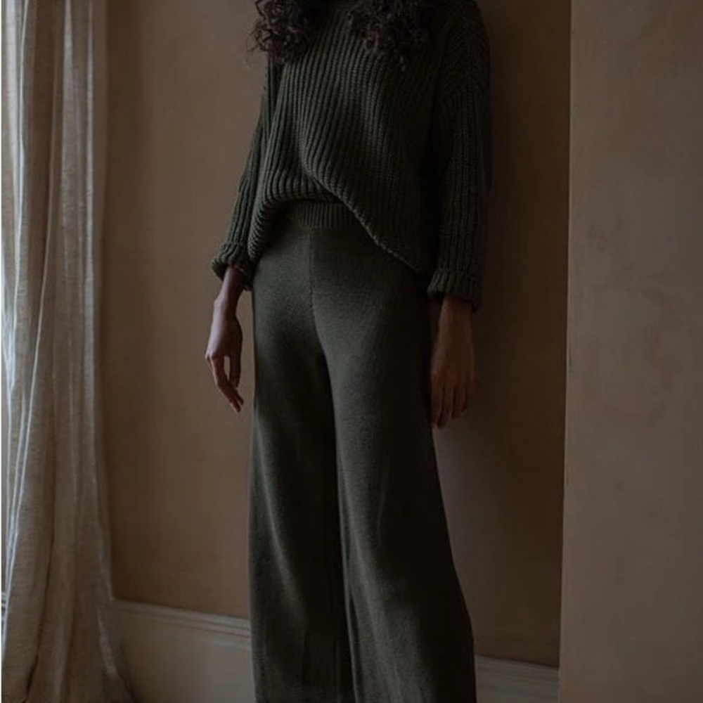 The Simple Folk Wide Leg Knit Trouser size XS, Olive